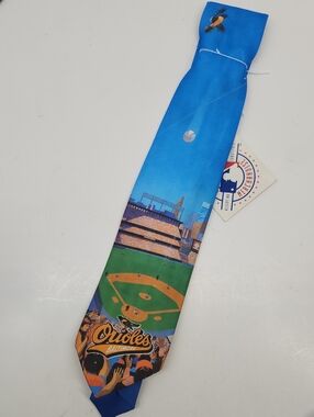 Ralph Marlin Orioles MLB Bright Blue and Navy Illustrated Tie
